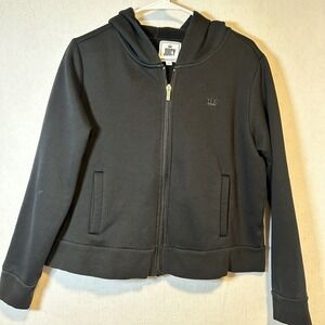 Juicy Couture Full Zip Hoodie Jacket Crown Logo Black Comfy Athleisure‎ Large
